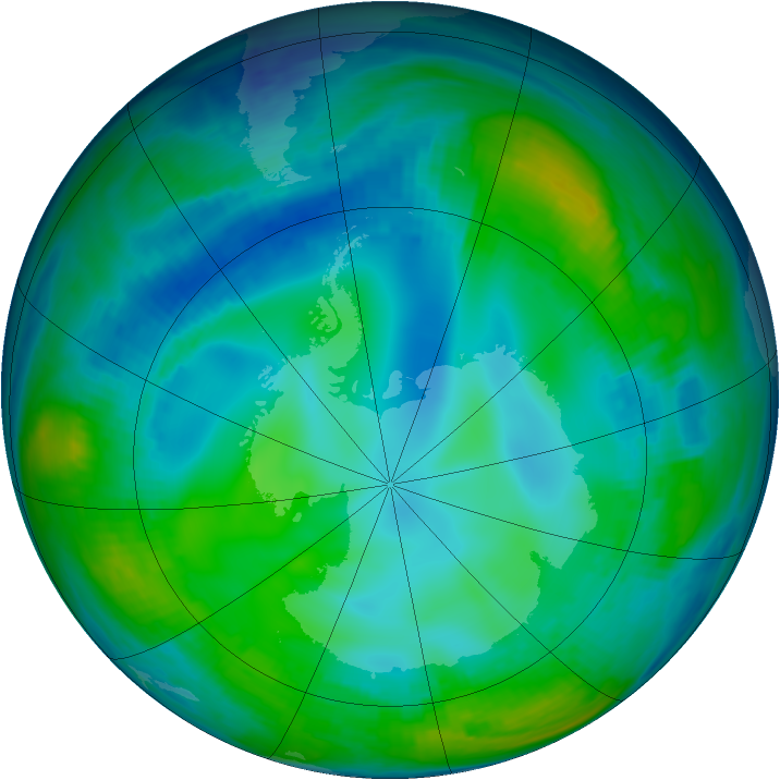 Antarctic ozone map for 20 May 1998
